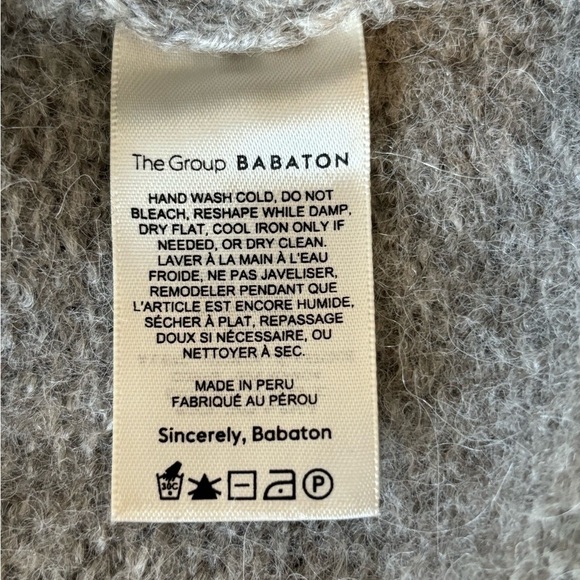 Aritzia The Group Babaton Sz XS Alpaca Wool Long Line Turtleneck Sweater Grey - Picture 5 of 8